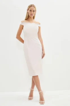 Coast Scallop Edge Bardot Pencil Dress
