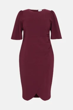 Coast Plus Size Flare Sleeve Crepe Wrap Pencil Dress -Coast Sales Store bcc04049 merlot xl 3