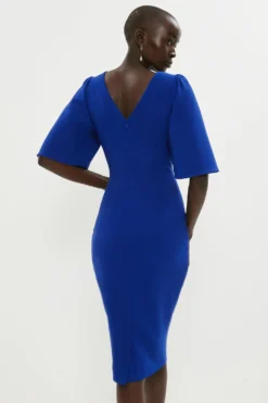 Coast Flare Sleeve Crepe Dress -Coast Sales Store bcc04052 cobalt xl 2