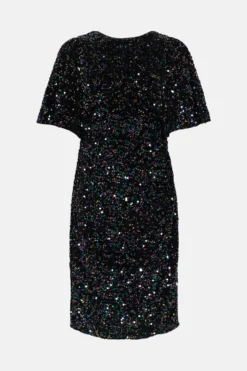 Coast Sequin Flare Sleeve Midi Dress -Coast Sales Store bcc04064 black xl 3