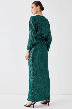 Coast Sequin Cross Front Maxi Dress -Coast Sales Store bcc04065 green xl 2
