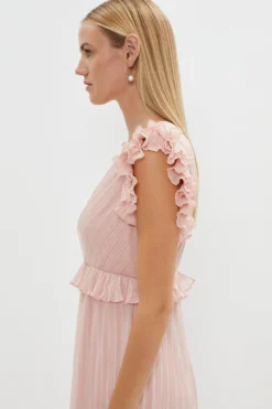 Coast Frill Shoulder Pleated Skirt Maxi Dress -Coast Sales Store bcc04096 rose xl 1