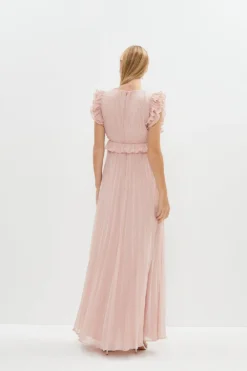 Coast Frill Shoulder Pleated Skirt Maxi Dress -Coast Sales Store bcc04096 rose xl 2