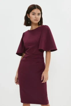Coast Petite Flare Sleeve Crepe Dress