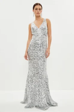 Coast Petite Sequin Fishtail Maxi Dress