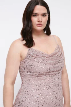 Coast Plus Size Cowl Neck Strappy Sequin Maxi Dress -Coast Sales Store bcc04158 mink xl 1
