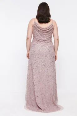 Coast Plus Size Cowl Neck Strappy Sequin Maxi Dress -Coast Sales Store bcc04158 mink xl 2