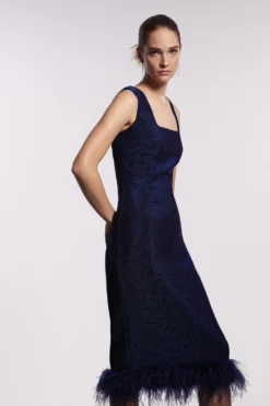 Coast Glitter Scuba Feather Hem Dress