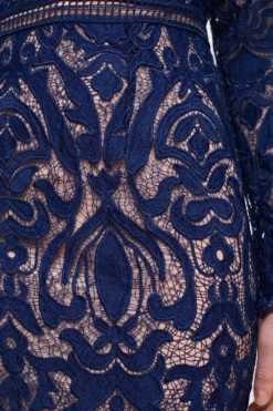 Coast Contrast Lining Placement Lace Pencil Dress -Coast Sales Store bcc04192 navy xl 5