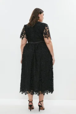 Coast Plus Midi Lace Dress With Satin V-neck ​ -Coast Sales Store bcc04193 black xl 2
