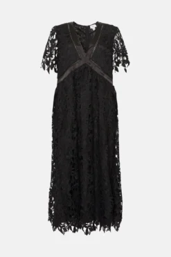 Coast Plus Midi Lace Dress With Satin V-neck ​ -Coast Sales Store bcc04193 black xl 3