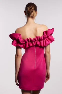Coast Statement Ruffle Bardot Scuba Mini Dress -Coast Sales Store bcc04217 bright20pink xl 2 scaled
