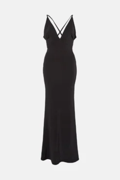 Coast Plunge Neck Split Front Maxi Prom Dress -Coast Sales Store bcc04224 black xl 3