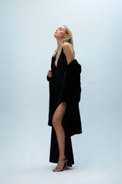 Coast Plunge Neck Split Front Maxi Prom Dress -Coast Sales Store bcc04224 black xl 4 scaled