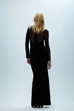 Coast Mesh Insert Split Front Maxi Dress -Coast Sales Store bcc04225 black xl 2 scaled