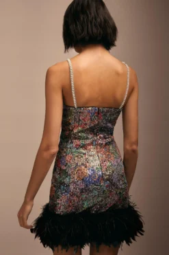 Coast Julie Kuyath Feather Hem Printed Sequin Mini Dress -Coast Sales Store bcc04234 black xl 2 scaled