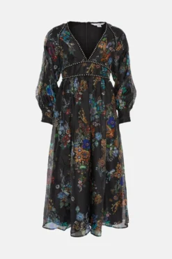 Coast Julie Kuyath Diamante Trim Organza Balloon Sleeve Midi Dress -Coast Sales Store bcc04239 black xl 3