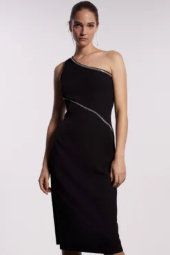 Coast Gem Detail One Shoulder Pencil Dress -Coast Sales Store bcc04282 black xl 4 scaled