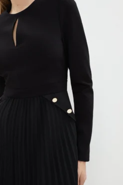 Coast Keyhole Ponte Bodice Button Pleat Skirt Dress -Coast Sales Store bcc04287 black xl 4 scaled