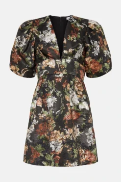 Coast Puff Sleeve Jacquard Mini Dress -Coast Sales Store bcc04322 black xl 3