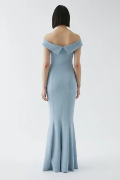 Coast Sculpting Crepe Bardot Fishtail Bridesmaids Maxi Dress -Coast Sales Store bcc04340 pale20blue xl 2