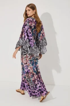 Coast Tropical Placement Print Mega Ruffle Sleeve Maxi Dress -Coast Sales Store bcc04387 multi xl 4