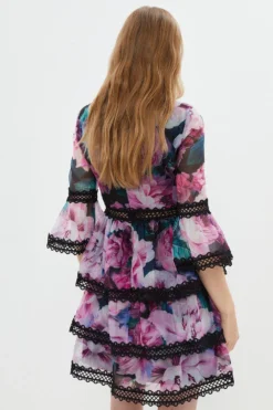 Coast Panelled Bodice Lace Trim Mini Dress -Coast Sales Store bcc04415 pink xl 2