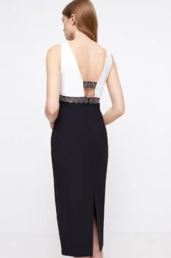 Coast Midi Pencil Dress With Embellished Waist -Coast Sales Store bcc04416 mono xl 2