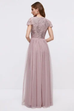 Coast Embellished Bodice Angel Sleeve Maxi Bridesmaids Dress -Coast Sales Store bcc04433 mink xl 4