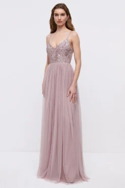 Coast Embellished Bodice Cami Tulle Maxi Bridesmaids Dress