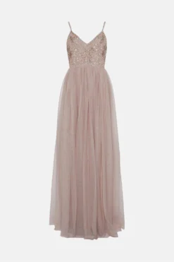 Coast Embellished Bodice Cami Tulle Maxi Bridesmaids Dress -Coast Sales Store bcc04434 mink xl 3