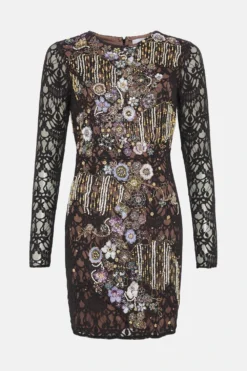 Coast Julie Kuyath Lace Mini Dress With Embellishment -Coast Sales Store bcc04441 black xl 4