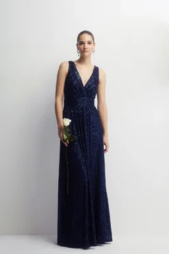 Coast Petite Plunge Sequin Bridesmaids Maxi Dress -Coast Sales Store bcc04442 navy xl 4 scaled