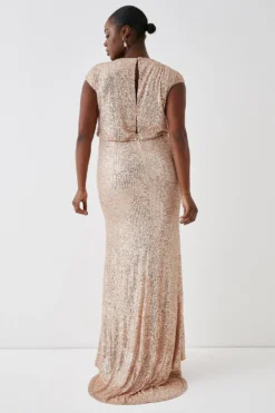 Coast Plus Blouson Top Fishtail Sequin Bridesmaids Maxi Dress 6 Coast Plus Blouson Top Fishtail Sequin Bridesmaids Maxi Dress -Coast Sales Store bcc04443 champagne xl 2