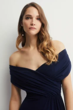 Coast Ruched Bardot Fishtail Slinky Jersey Bridesmaids Maxi Dress -Coast Sales Store bcc04467 navy xl 1 scaled