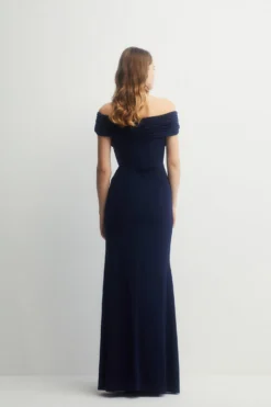 Coast Ruched Bardot Fishtail Slinky Jersey Bridesmaids Maxi Dress -Coast Sales Store bcc04467 navy xl 2 scaled