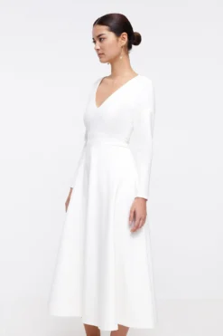 Coast Petite V Neck Full Skirt Midi Dress -Coast Sales Store bcc04474 ivory xl 4