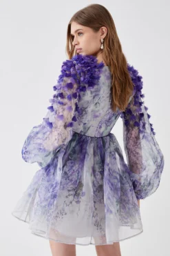 Coast Hand Stitched 3d Floral Organza Mini Dress -Coast Sales Store bcc04572 lilac xl 4