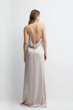 Coast Button And Split Detail Satin Bridesmaids Slip Dress -Coast Sales Store bcc04598 mink xl 2