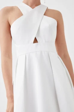 Coast Petite Cross Neck Twill Dress -Coast Sales Store bcc04600 ivory xl 2