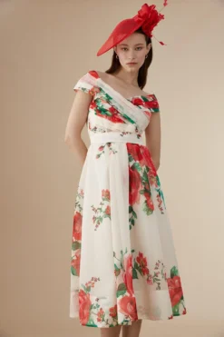 Coast Lisa Tan Bardot Dress In Organza 7 Coast Lisa Tan Bardot Dress In Organza -Coast Sales Store bcc04657 white xl 2