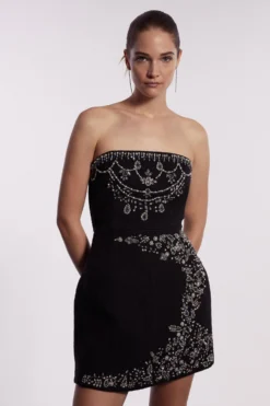 Coast Tweed Strapless Mini Dress With Embellishment