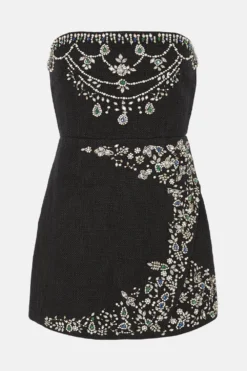 Coast Tweed Strapless Mini Dress With Embellishment -Coast Sales Store bcc04663 black xl 3