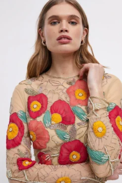 Coast Premium Hand Embellished Chiffon Floral Mini Dress -Coast Sales Store bcc04673 multi xl 1