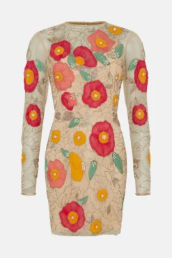 Coast Premium Hand Embellished Chiffon Floral Mini Dress -Coast Sales Store bcc04673 multi xl 3