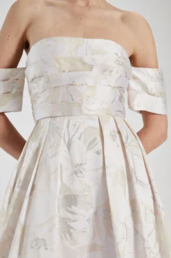 Coast RSN Inspired Organza Jacquard Bardot Dress -Coast Sales Store bcc04674 ecru xl 2