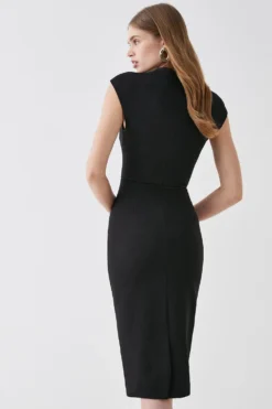 Coast Square Neck Cap Sleeve Midi Dress -Coast Sales Store bcc04714 black xl 2