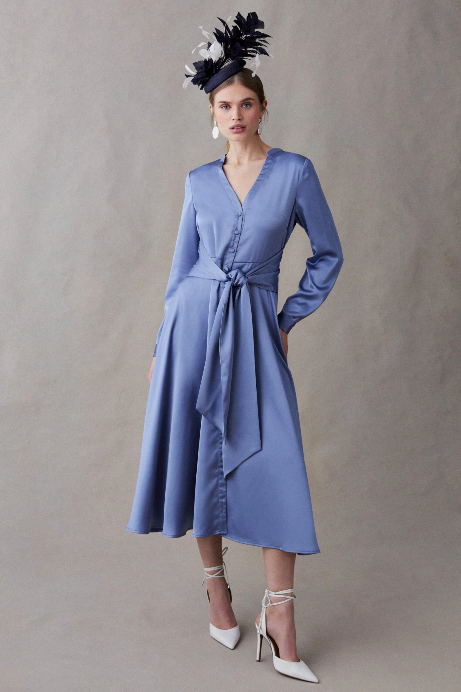 Coast Midi Satin Wrap Dress With Bow Detail 1 Coast Midi Satin Wrap Dress With Bow Detail