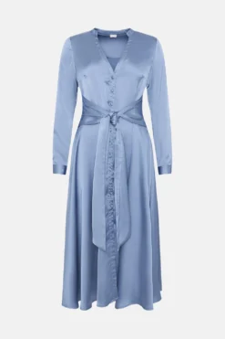 Coast Midi Satin Wrap Dress With Bow Detail 8 Coast Midi Satin Wrap Dress With Bow Detail -Coast Sales Store bcc04730 blue xl 3