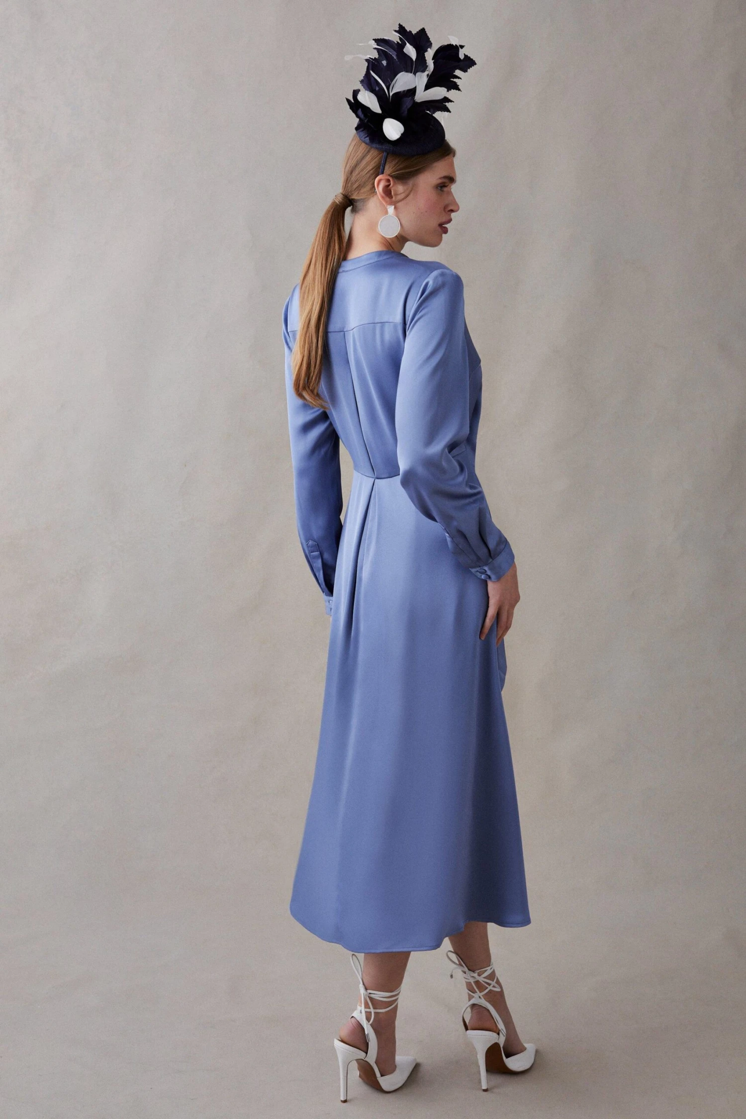 Coast Midi Satin Wrap Dress With Bow Detail 5 Coast Midi Satin Wrap Dress With Bow Detail - Image 5